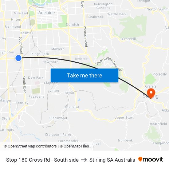 Stop 180 Cross Rd - South side to Stirling SA Australia map