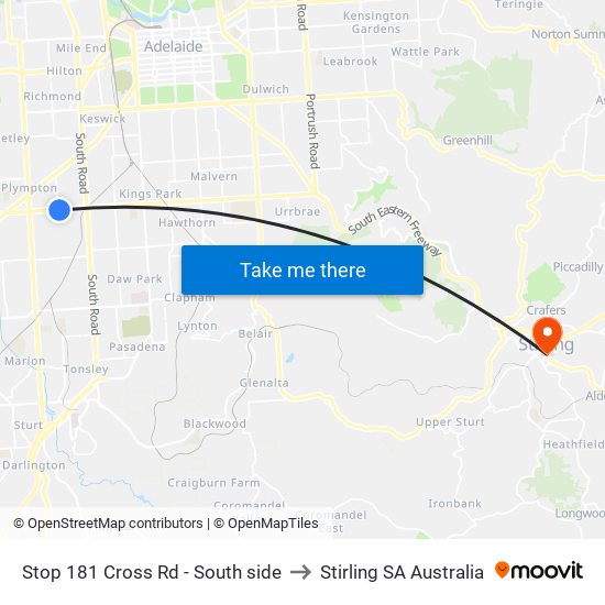 Stop 181 Cross Rd - South side to Stirling SA Australia map