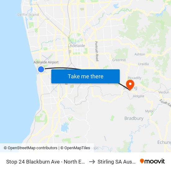 Stop 24 Blackburn Ave - North East side to Stirling SA Australia map