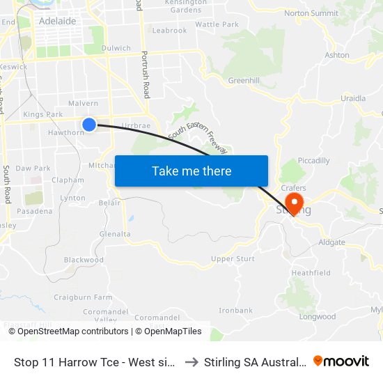 Stop 11 Harrow Tce - West side to Stirling SA Australia map