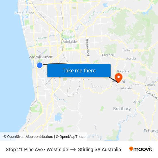 Stop 21 Pine Ave - West side to Stirling SA Australia map