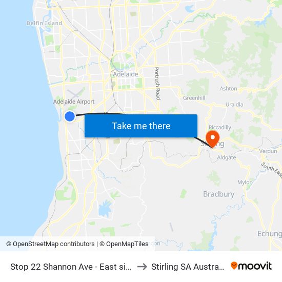 Stop 22 Shannon Ave - East side to Stirling SA Australia map