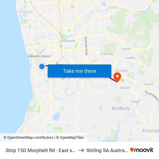 Stop 15D Morphett Rd - East side to Stirling SA Australia map