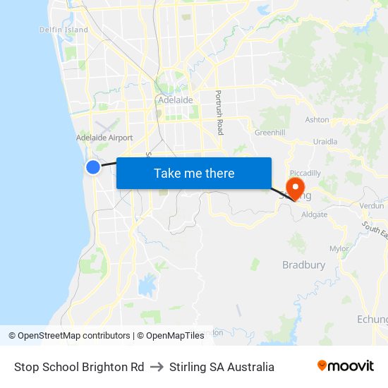 Stop School Brighton Rd to Stirling SA Australia map