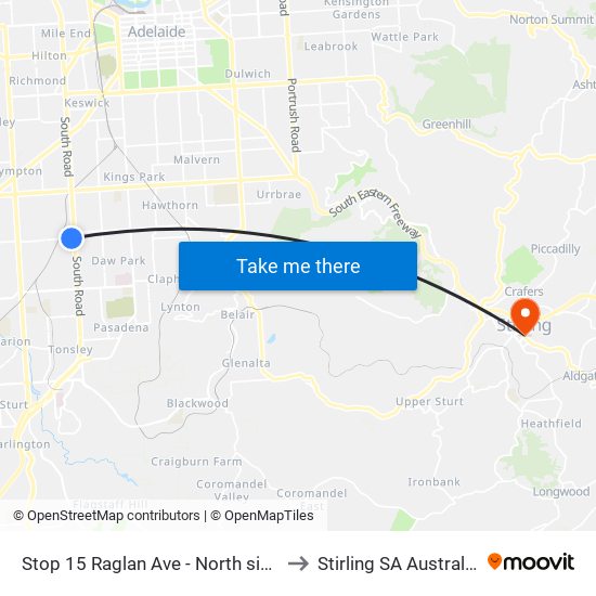 Stop 15 Raglan Ave - North side to Stirling SA Australia map