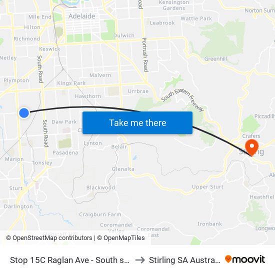 Stop 15C Raglan Ave - South side to Stirling SA Australia map