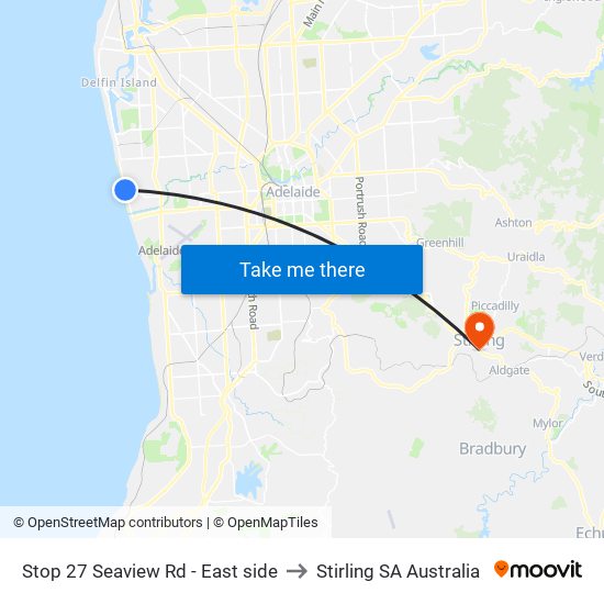 Stop 27 Seaview Rd - East side to Stirling SA Australia map
