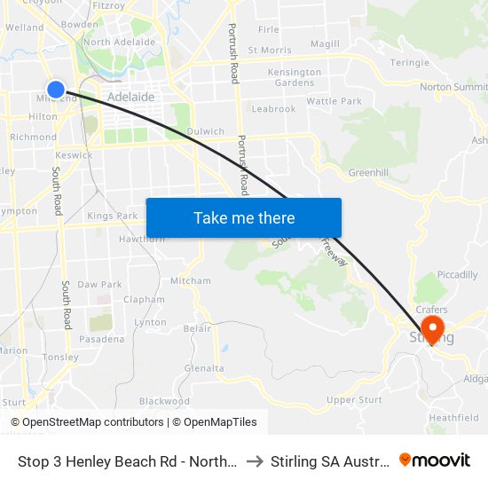 Stop 3 Henley Beach Rd - North side to Stirling SA Australia map