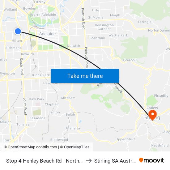 Stop 4 Henley Beach Rd - North side to Stirling SA Australia map