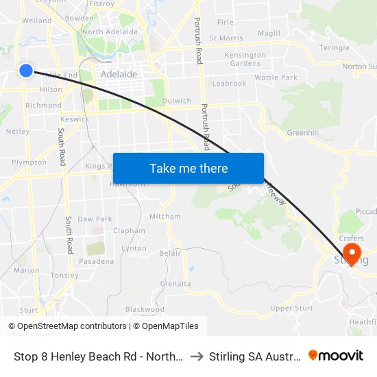 Stop 8 Henley Beach Rd - North side to Stirling SA Australia map