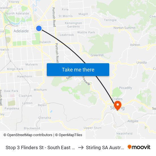 Stop 3 Flinders St - South East side to Stirling SA Australia map