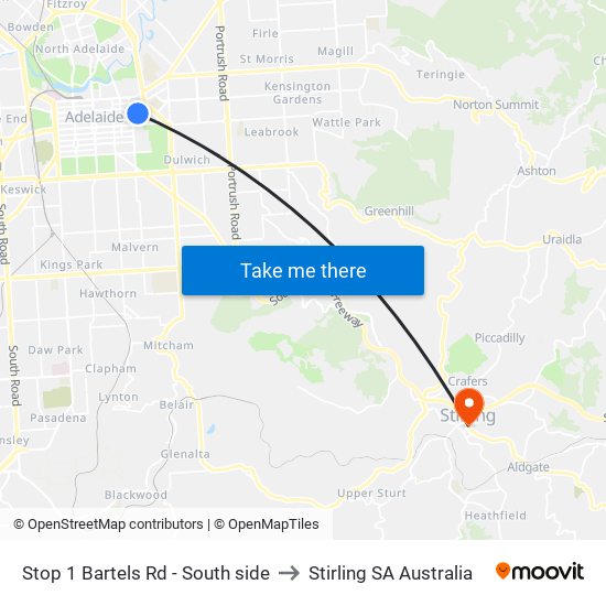 Stop 1 Bartels Rd - South side to Stirling SA Australia map