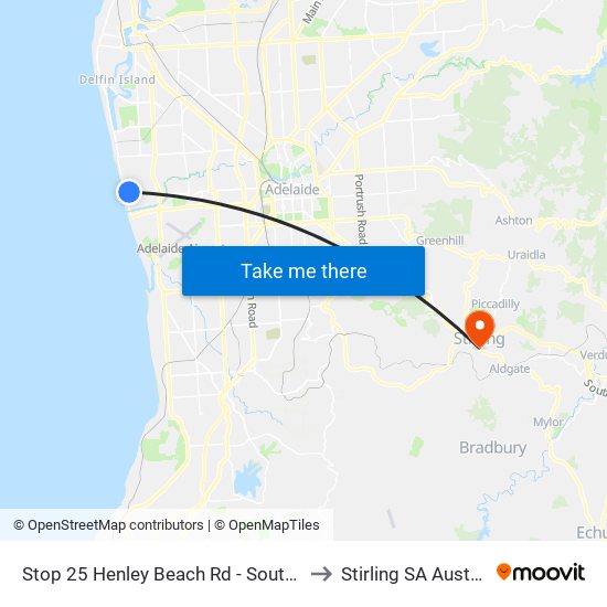 Stop 25 Henley Beach Rd - South side to Stirling SA Australia map