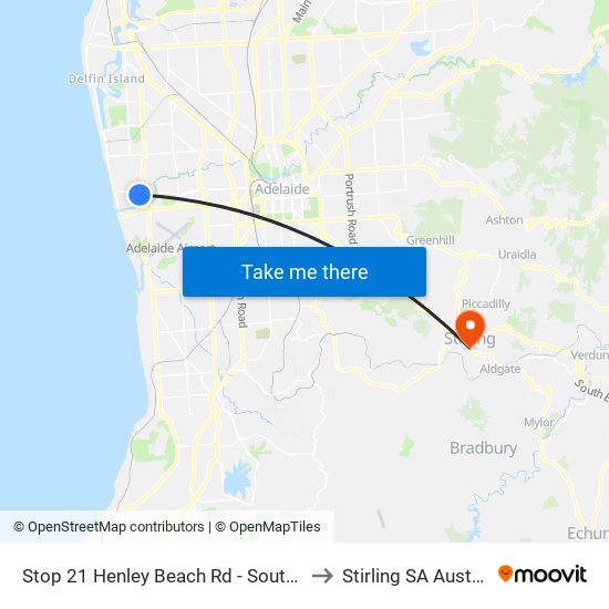 Stop 21 Henley Beach Rd - South side to Stirling SA Australia map