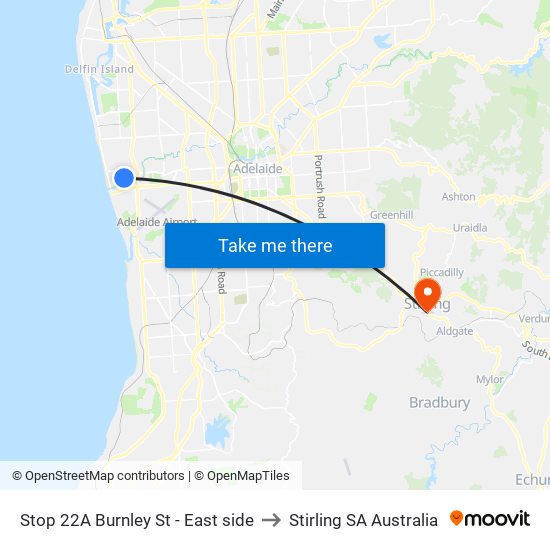Stop 22A Burnley St - East side to Stirling SA Australia map