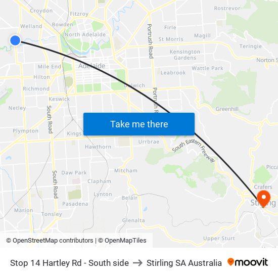 Stop 14 Hartley Rd - South side to Stirling SA Australia map