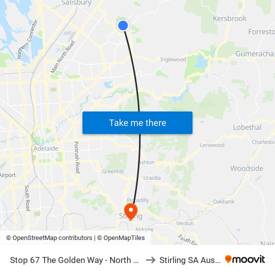 Stop 67 The Golden Way - North West side to Stirling SA Australia map