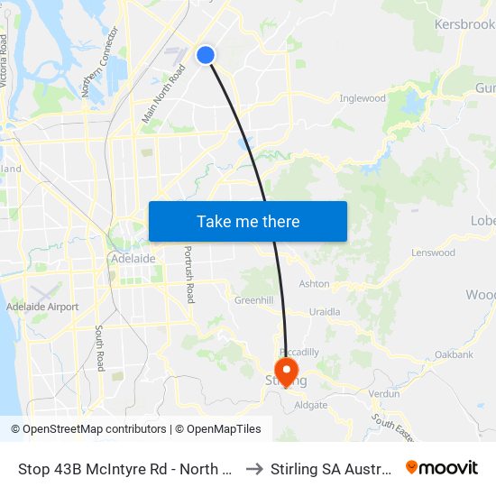 Stop 43B McIntyre Rd - North side to Stirling SA Australia map