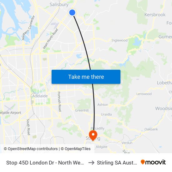 Stop 45D London Dr - North West side to Stirling SA Australia map