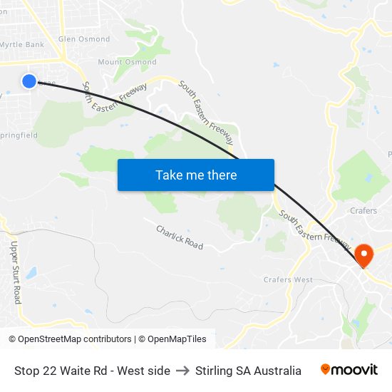 Stop 22 Waite Rd - West side to Stirling SA Australia map