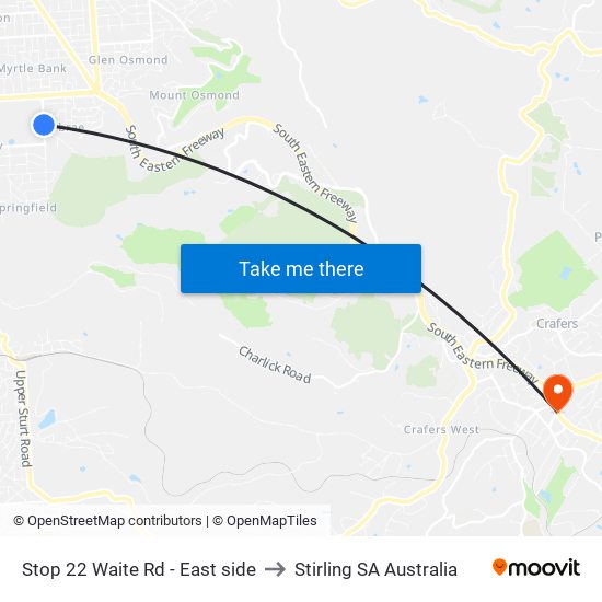Stop 22 Waite Rd - East side to Stirling SA Australia map