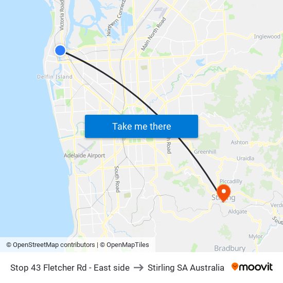 Stop 43 Fletcher Rd - East side to Stirling SA Australia map