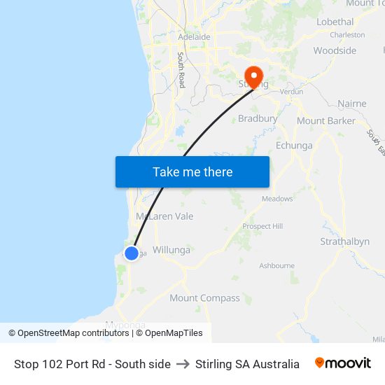 Stop 102 Port Rd - South side to Stirling SA Australia map