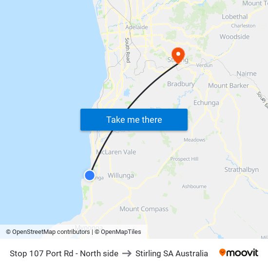 Stop 107 Port Rd - North side to Stirling SA Australia map