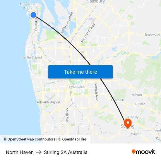 North Haven to Stirling SA Australia map
