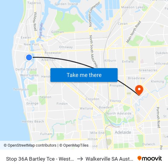 Stop 36A Bartley Tce - West side to Walkerville SA Australia map