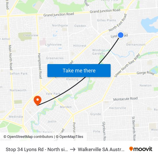 Stop 34 Lyons Rd - North side to Walkerville SA Australia map