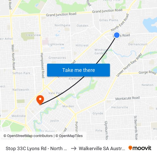 Stop 33C Lyons Rd - North side to Walkerville SA Australia map