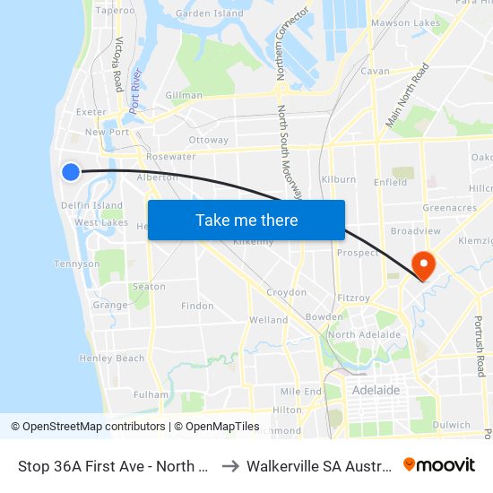 Stop 36A First Ave - North side to Walkerville SA Australia map