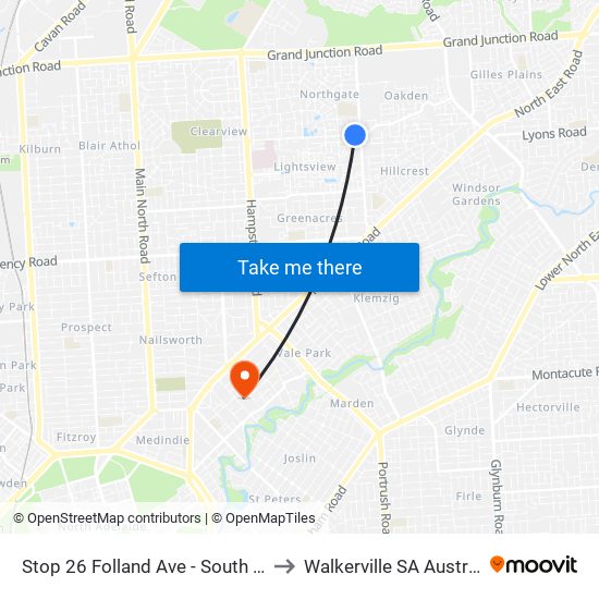 Stop 26 Folland Ave - South side to Walkerville SA Australia map