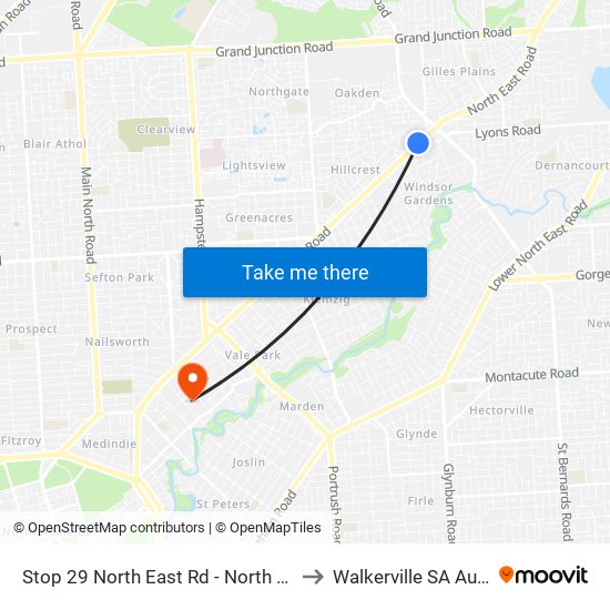 Stop 29 North East Rd - North West side to Walkerville SA Australia map