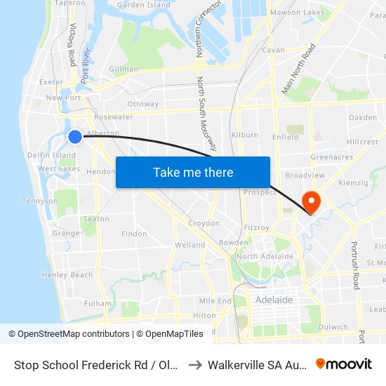 Stop School Frederick Rd / Old Port Rd to Walkerville SA Australia map