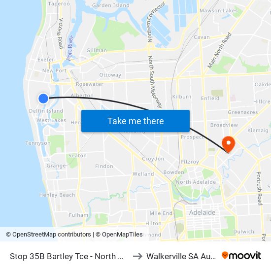 Stop 35B Bartley Tce - North West side to Walkerville SA Australia map