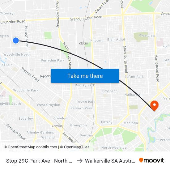 Stop 29C Park Ave - North side to Walkerville SA Australia map