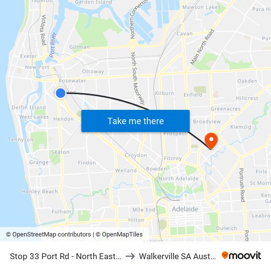 Stop 33 Port Rd - North East side to Walkerville SA Australia map