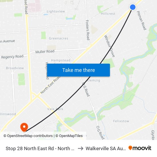 Stop 28 North East Rd - North West side to Walkerville SA Australia map