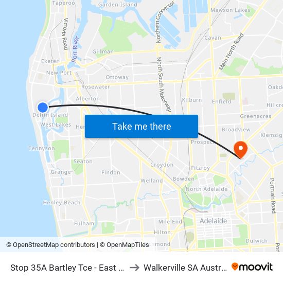 Stop 35A Bartley Tce - East side to Walkerville SA Australia map