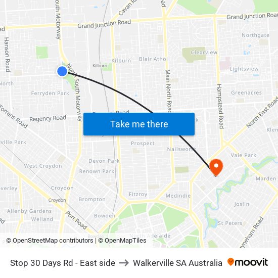 Stop 30 Days Rd - East side to Walkerville SA Australia map