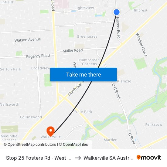 Stop 25 Fosters Rd - West side to Walkerville SA Australia map