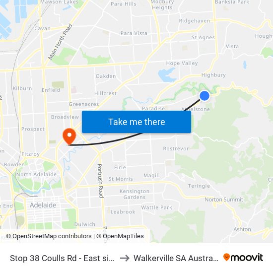 Stop 38 Coulls Rd - East side to Walkerville SA Australia map