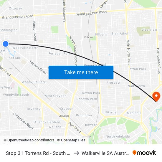 Stop 31 Torrens Rd - South side to Walkerville SA Australia map