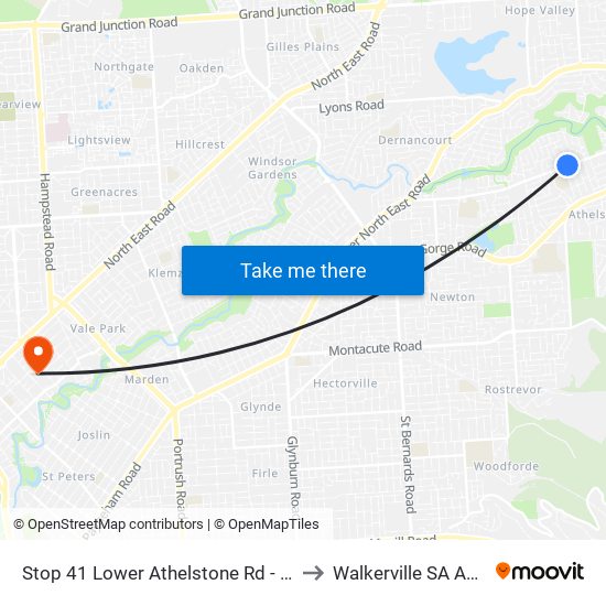 Stop 41 Lower Athelstone Rd - North side to Walkerville SA Australia map