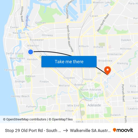 Stop 29 Old Port Rd - South side to Walkerville SA Australia map