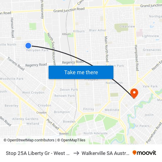 Stop 25A Liberty Gr - West side to Walkerville SA Australia map