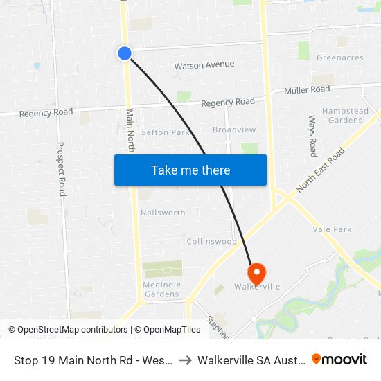 Stop 19 Main North Rd - West side to Walkerville SA Australia map