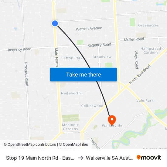 Stop 19 Main North Rd - East side to Walkerville SA Australia map
